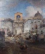 Oswald achenbach Going to market oil painting